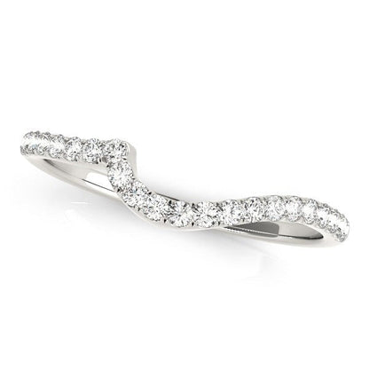 14k White Gold Round Pave Setting Curved Diamond Wedding Ring (1/5 cttw) by Bids.com