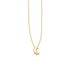 14k Yellow Gold Polished Moon Necklace with Diamond - necklaces
