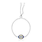 Sterling Silver Adjustable Two Toned Enameled Evil Eye Friendship Bracelet (1.00 mm) - DestGlow