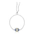 Sterling Silver Adjustable Two Toned Enameled Evil Eye Friendship Bracelet (1.00 mm) - DestGlow