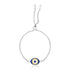 Sterling Silver Adjustable Two Toned Enameled Evil Eye Friendship Bracelet (1.00 mm) by Avera Group