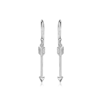 Sterling Silver Polished and Textured Arrow Earrings - DestGlow