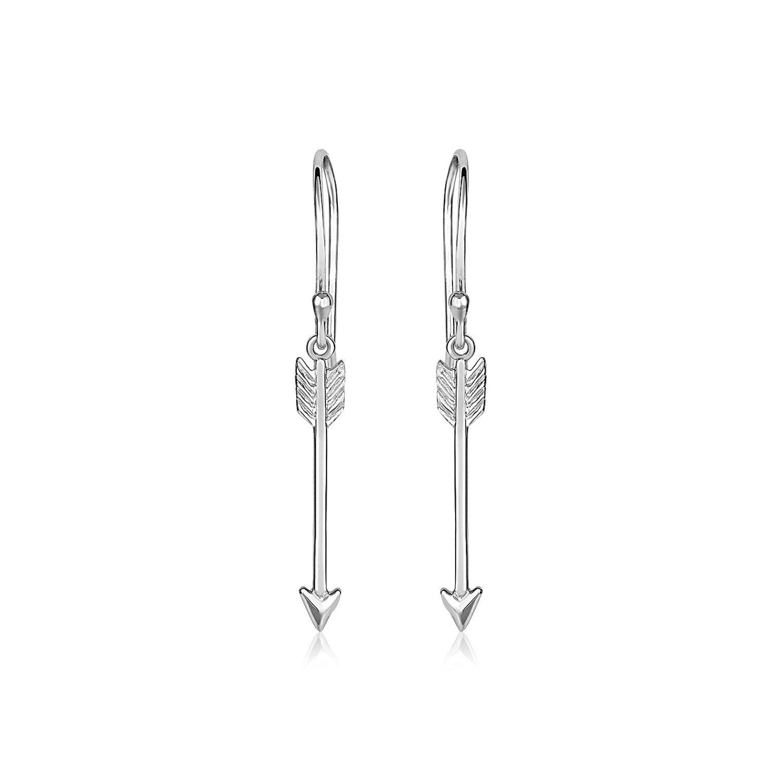 Sterling Silver Polished and Textured Arrow Earrings by Avera Group