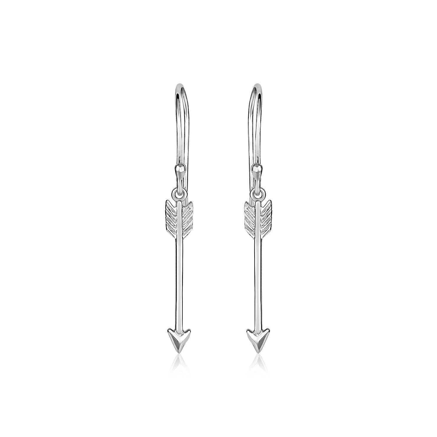 Sterling Silver Polished and Textured Arrow Earrings by Avera Group