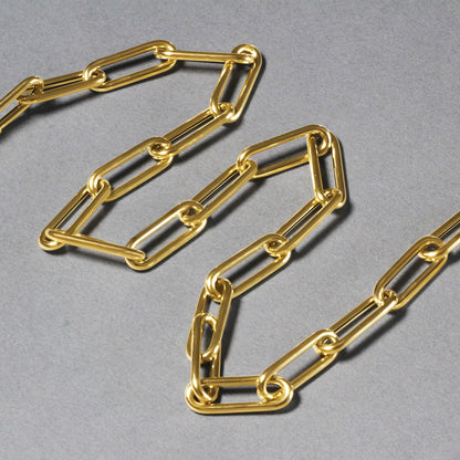 14k Yellow Gold Rounded Paperclip Chain Necklace by Bids.com