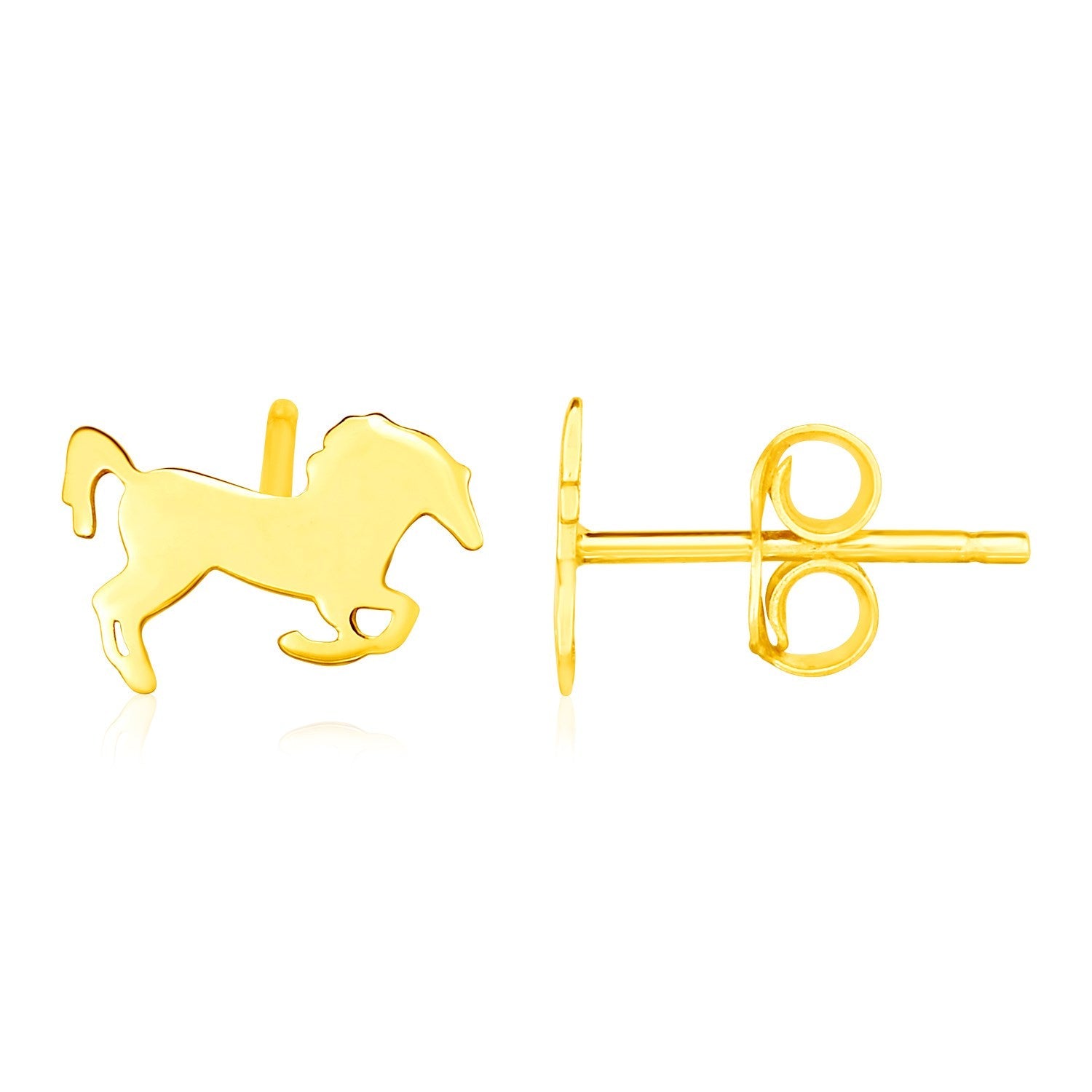 14K Yellow Gold Horse Earrings - accessories