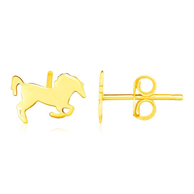 14K Yellow Gold Horse Earrings - accessories