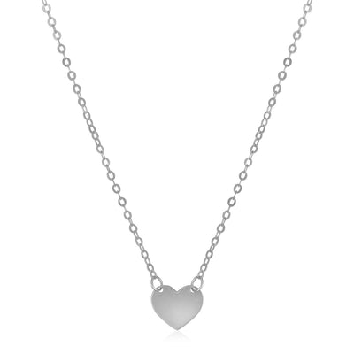 14k White Gold Polished Mini Heart Necklace - necklaces