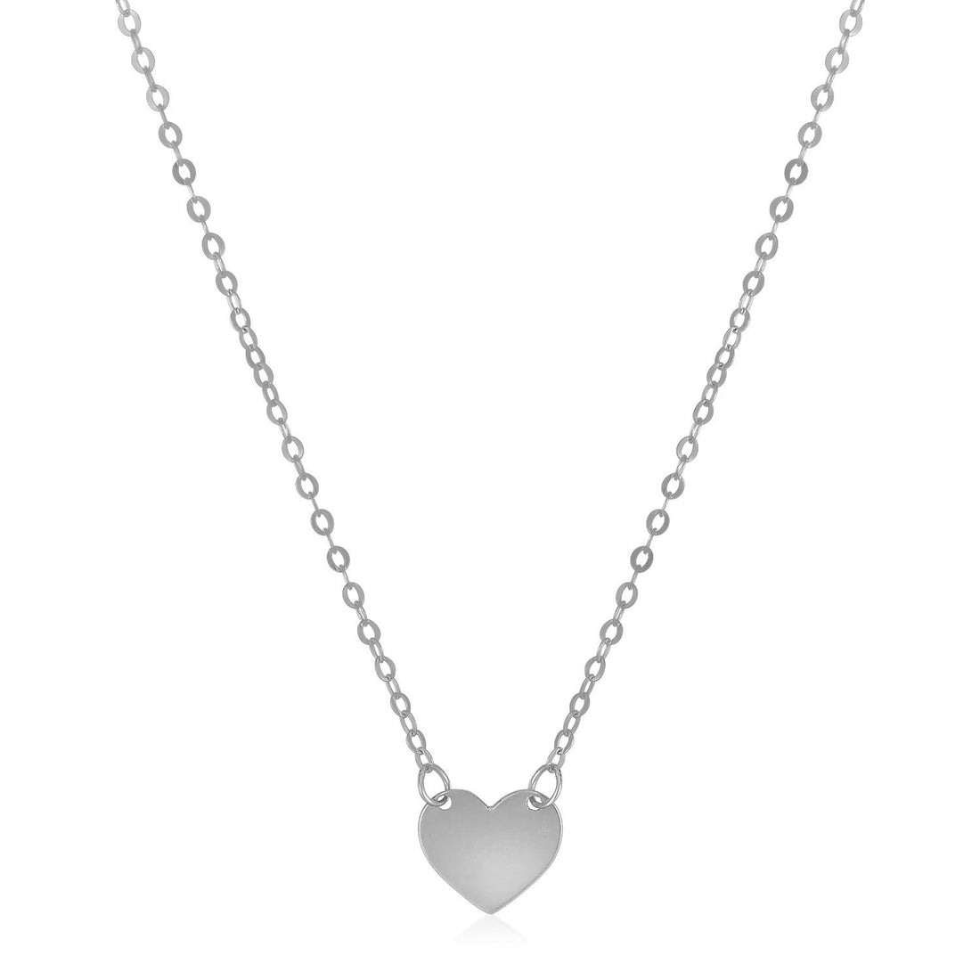 14k White Gold Polished Mini Heart Necklace - necklaces