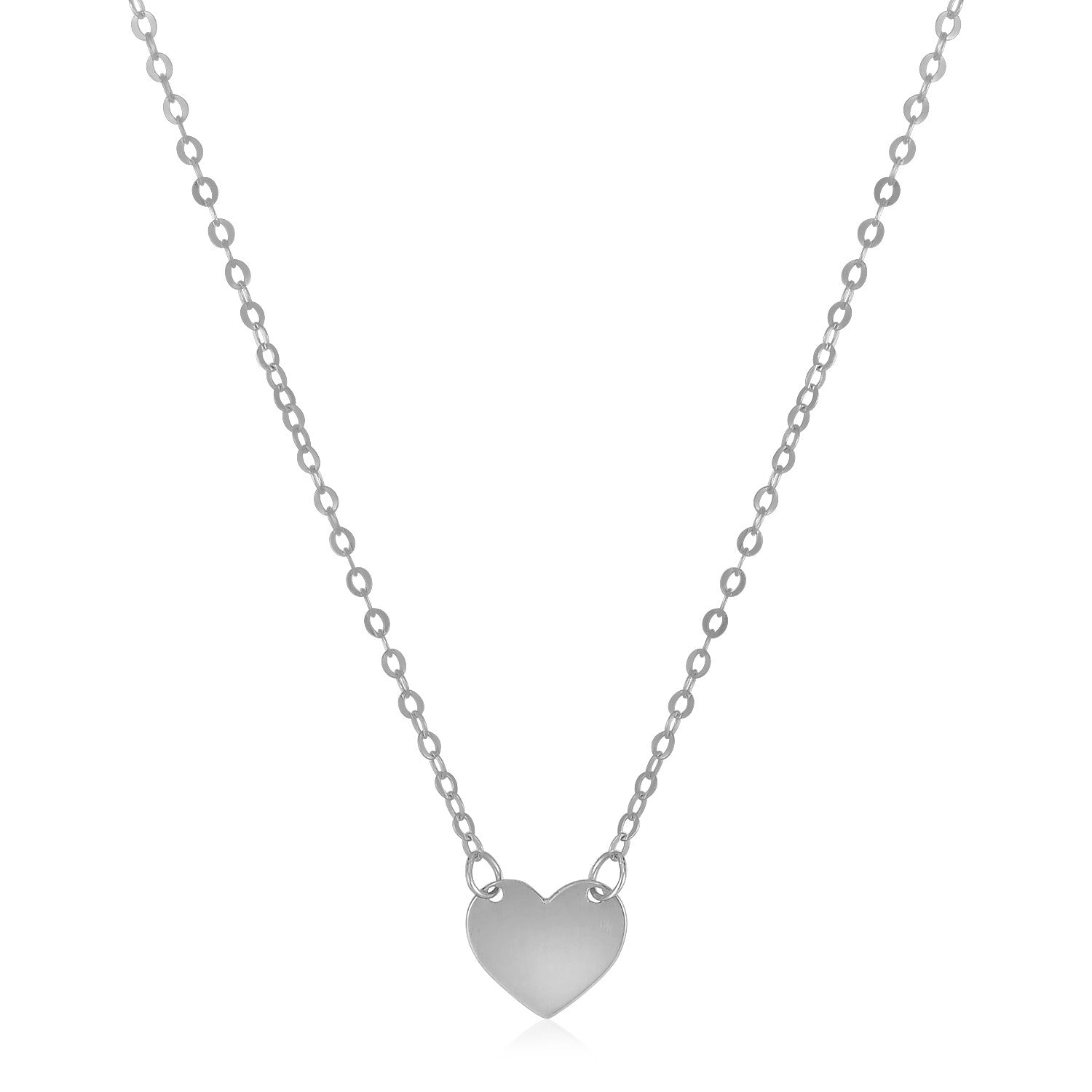 14k White Gold Polished Mini Heart Necklace - necklaces