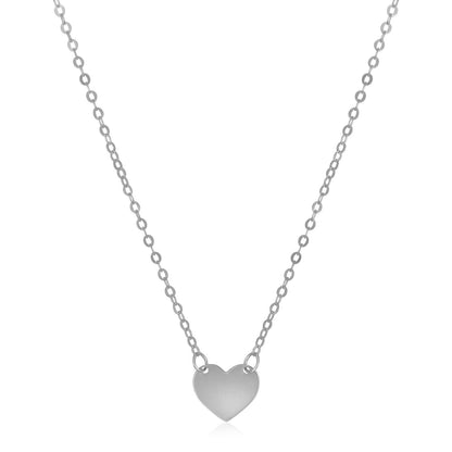 14k White Gold Polished Mini Heart Necklace by Avera Group