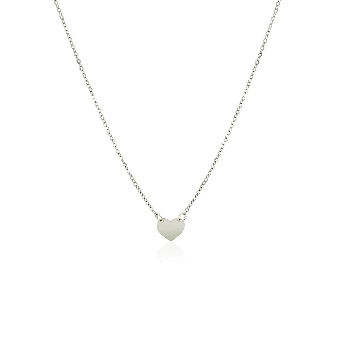 14k White Gold Polished Mini Heart Necklace - DestGlow