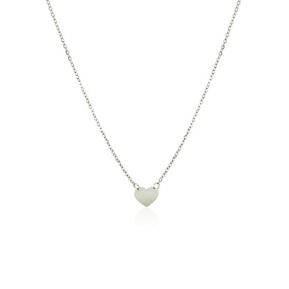 14k White Gold Polished Mini Heart Necklace - DestGlow
