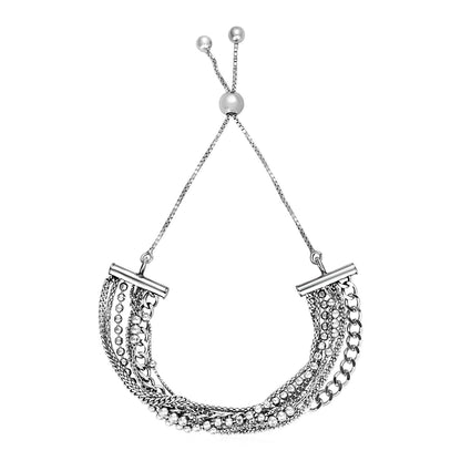 Adjustable Multi Chain Bracelet in Sterling Silver (15.00 mm) 