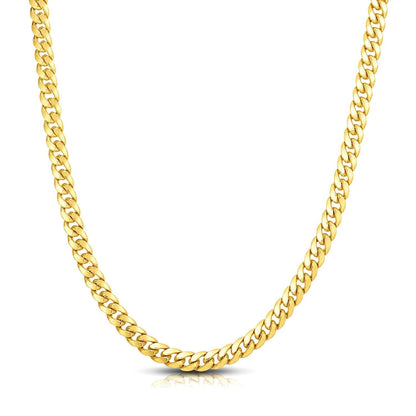 7.1mm 10k Yellow Gold Classic Miami Cuban Solid Chain 