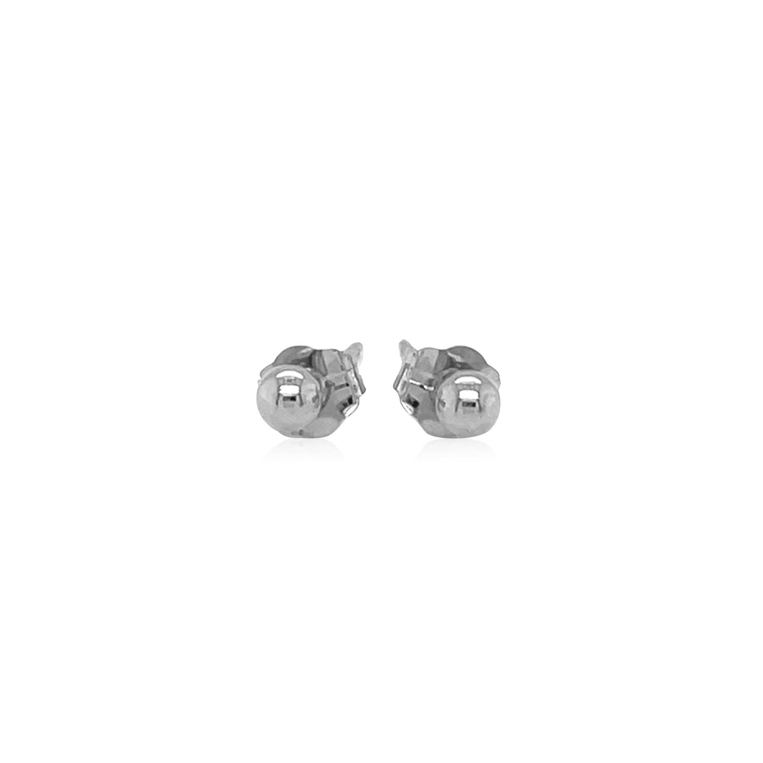 14k White Gold Spherical Stud Earrings (3mm) - DestGlow