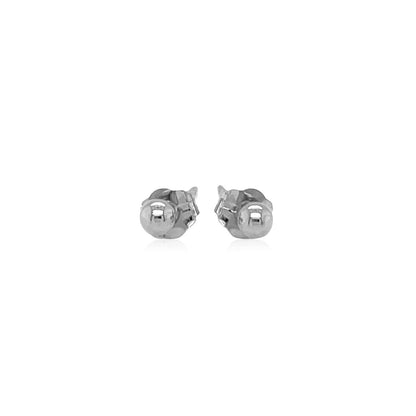 14k White Gold Spherical Stud Earrings (3mm) - DestGlow