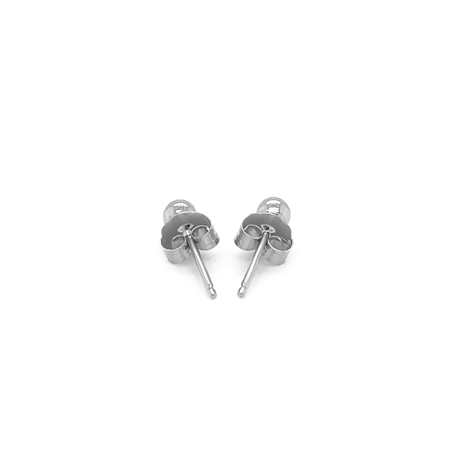 14k White Gold Spherical Stud Earrings (3mm) - DestGlow