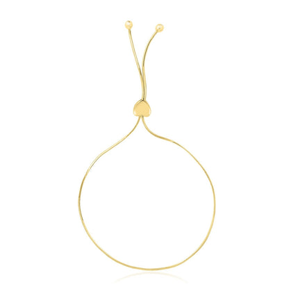 14k Yellow Gold Adjustable Lariat Style Heart Motif Bracelet 