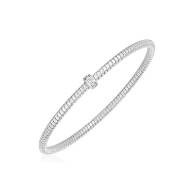 14k White Gold Stretch Bangle with Diamonds - bracelets