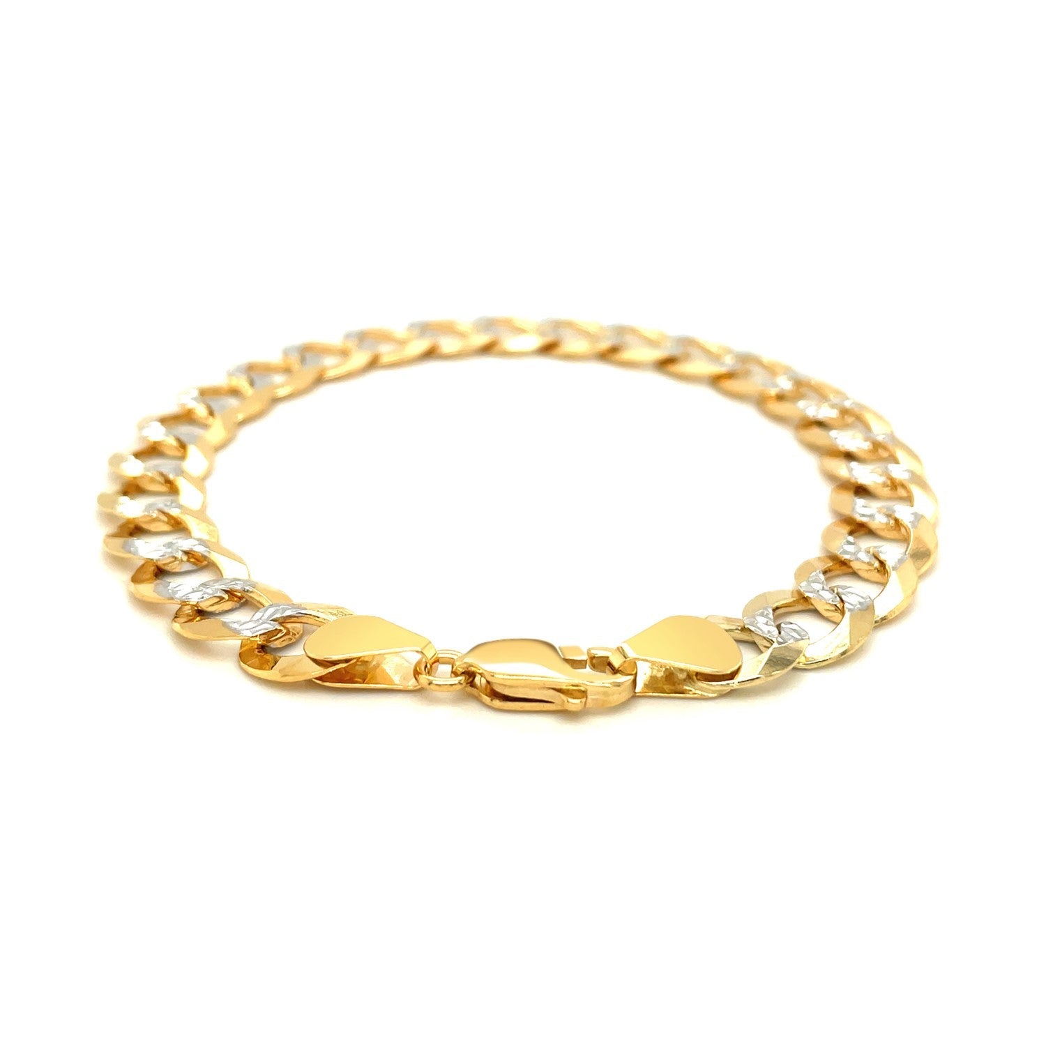 10 mm 14k Two Tone Gold Pave Curb Bracelet by Bids.com