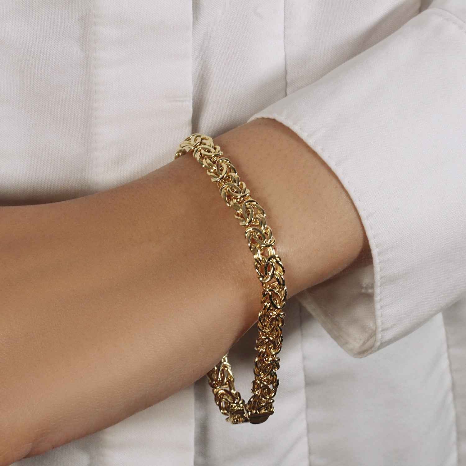 10k Yellow Gold Byzantine Design Chain Bracelet (7.00 mm)