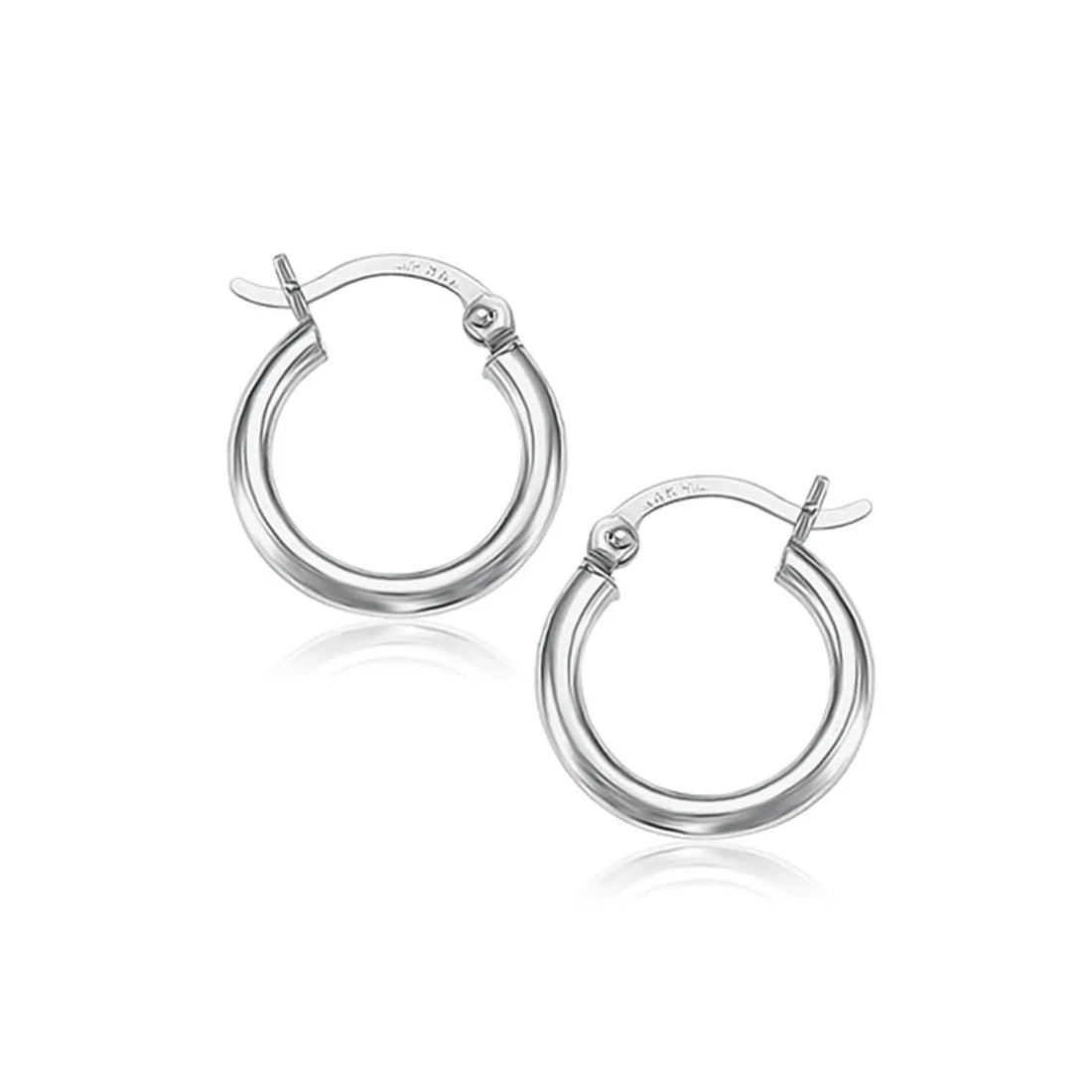 10k White Gold Polished Hoop Earrings (2x15 mm) 