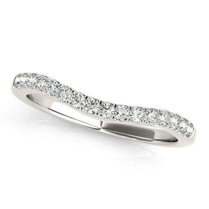 14k White Gold Curvy Style Pave Set Diamond Wedding Band (1/5 cttw) by Bids.com