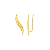 Textured Leaf Climber Earrings in 14k Yellow Gold