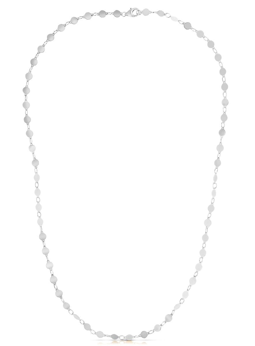 14k White Gold Necklace with Polished Circles - necklaces