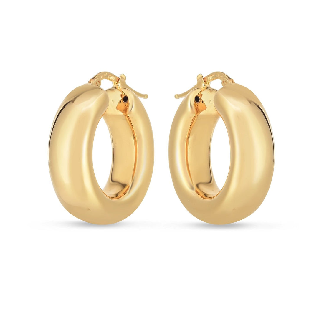 14k Yellow Gold Medium Puffy Hoops - DestGlow