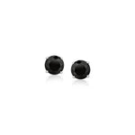 14k White Gold Stud Earrings with Black 5mm Faceted Cubic Zirconia - earrings