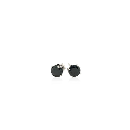 14k White Gold Stud Earrings with Black Faceted Cubic Zirconia(5mm) - DestGlow