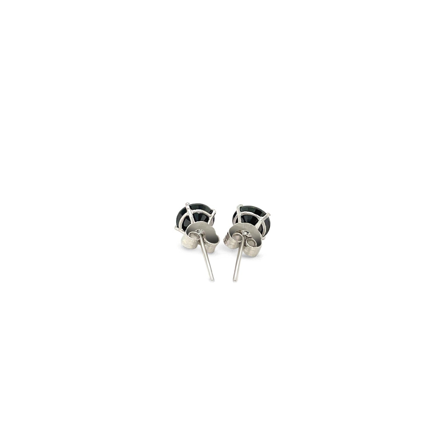 14k White Gold Stud Earrings with Black Faceted Cubic Zirconia(5mm) - DestGlow