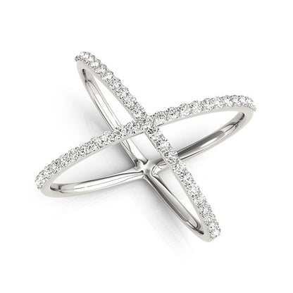 14k White Gold X Style Thin Ring with Diamonds (1/2 cttw) by Bids.com