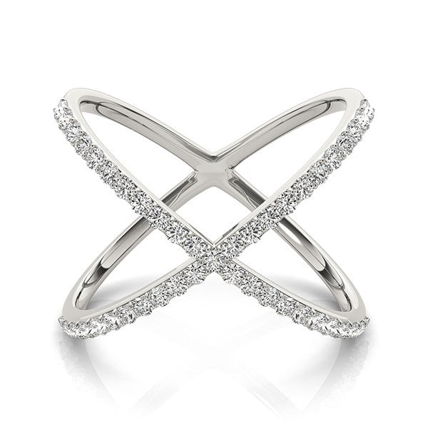 14k White Gold X Style Thin Ring with Diamonds (1/2 cttw) by Bids.com