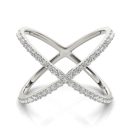 14k White Gold X Style Thin Ring with Diamonds (1/2 cttw) by Bids.com