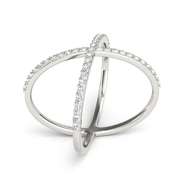 14k White Gold X Style Thin Ring with Diamonds (1/2 cttw) by Bids.com