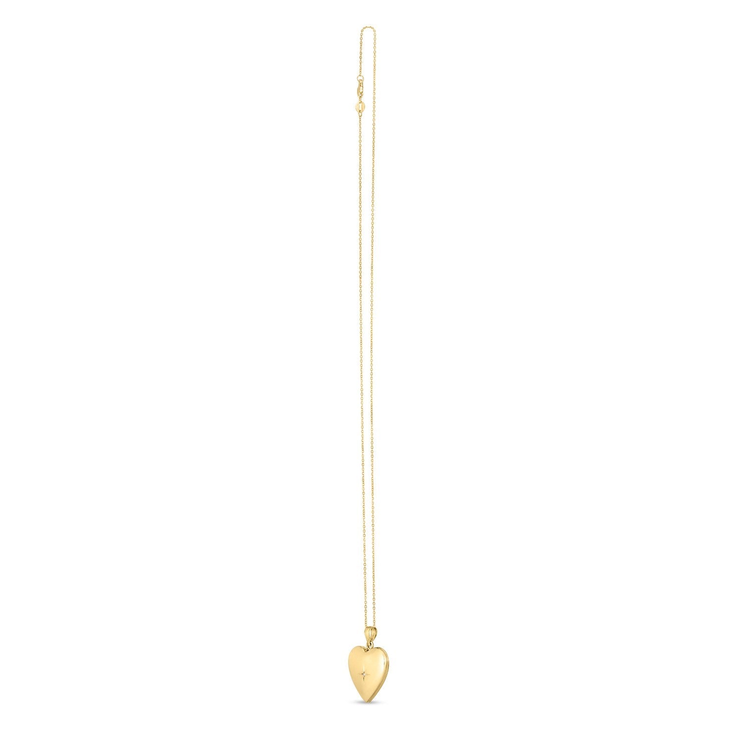 14k Yellow Gold Diamond Heart Locket Necklace by Bids.com