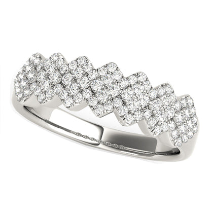 Diamond Studded Wide Multi-Diagonal Pattern Ring in 14k White Gold (5/8 cttw) by Bids.com