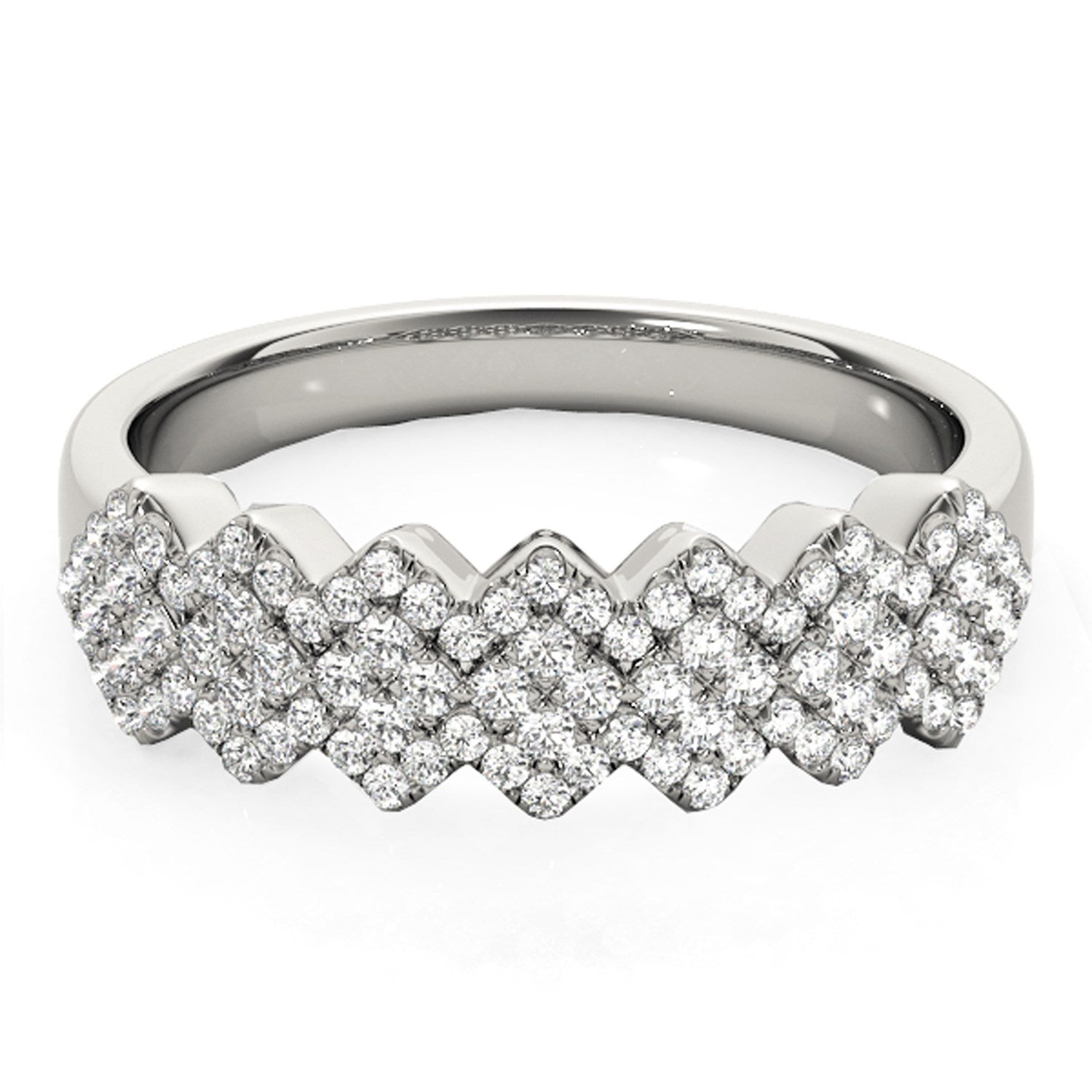 Diamond Studded Wide Multi-Diagonal Pattern Ring in 14k White Gold (5/8 cttw) by Bids.com