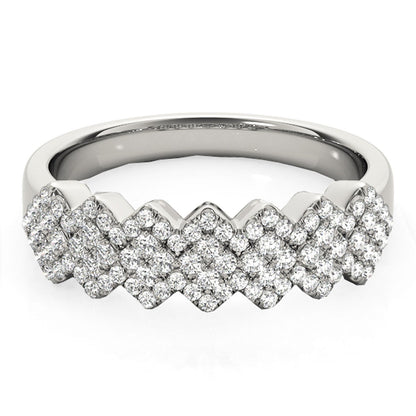 Diamond Studded Wide Multi-Diagonal Pattern Ring in 14k White Gold (5/8 cttw) by Bids.com