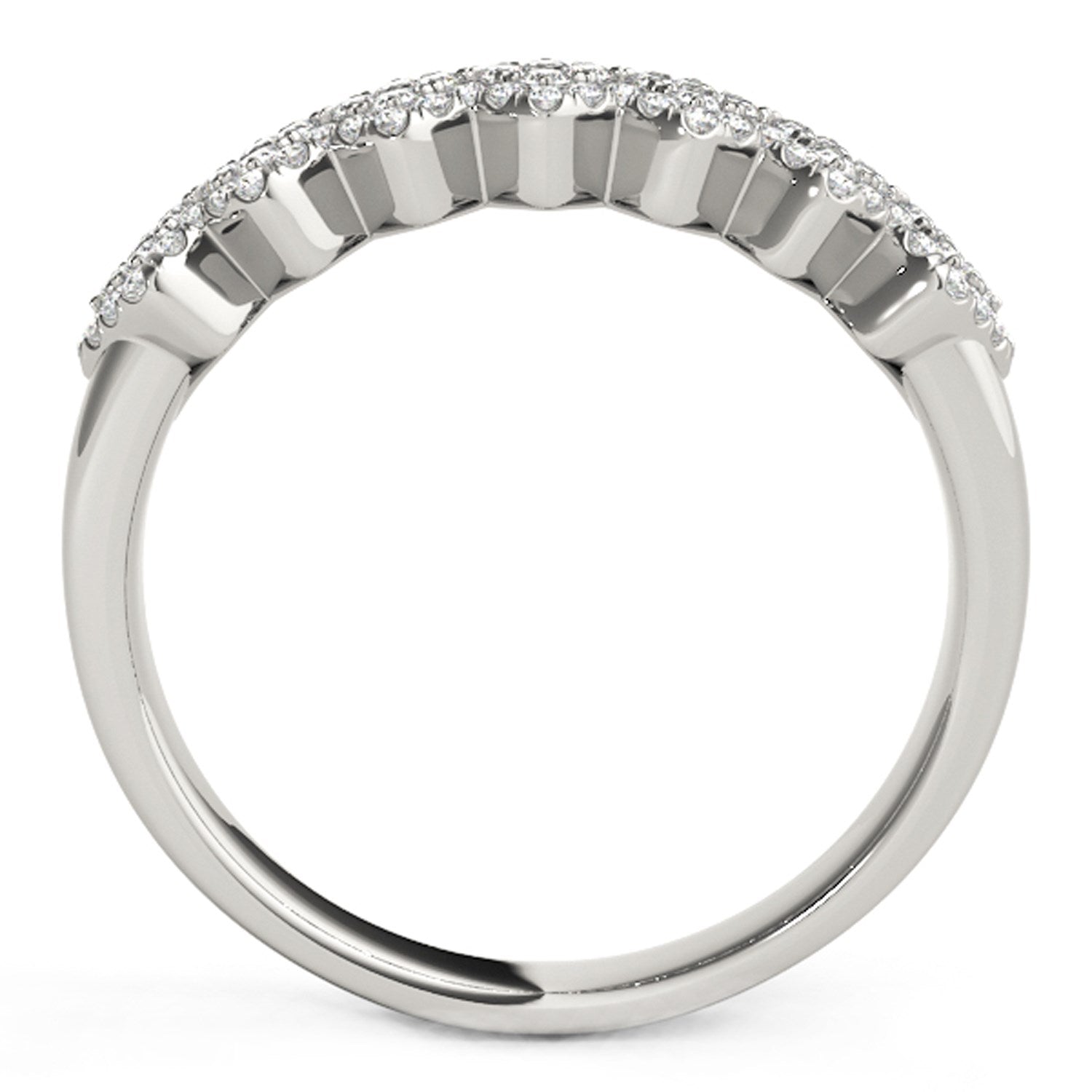 Diamond Studded Wide Multi-Diagonal Pattern Ring in 14k White Gold (5/8 cttw) by Bids.com
