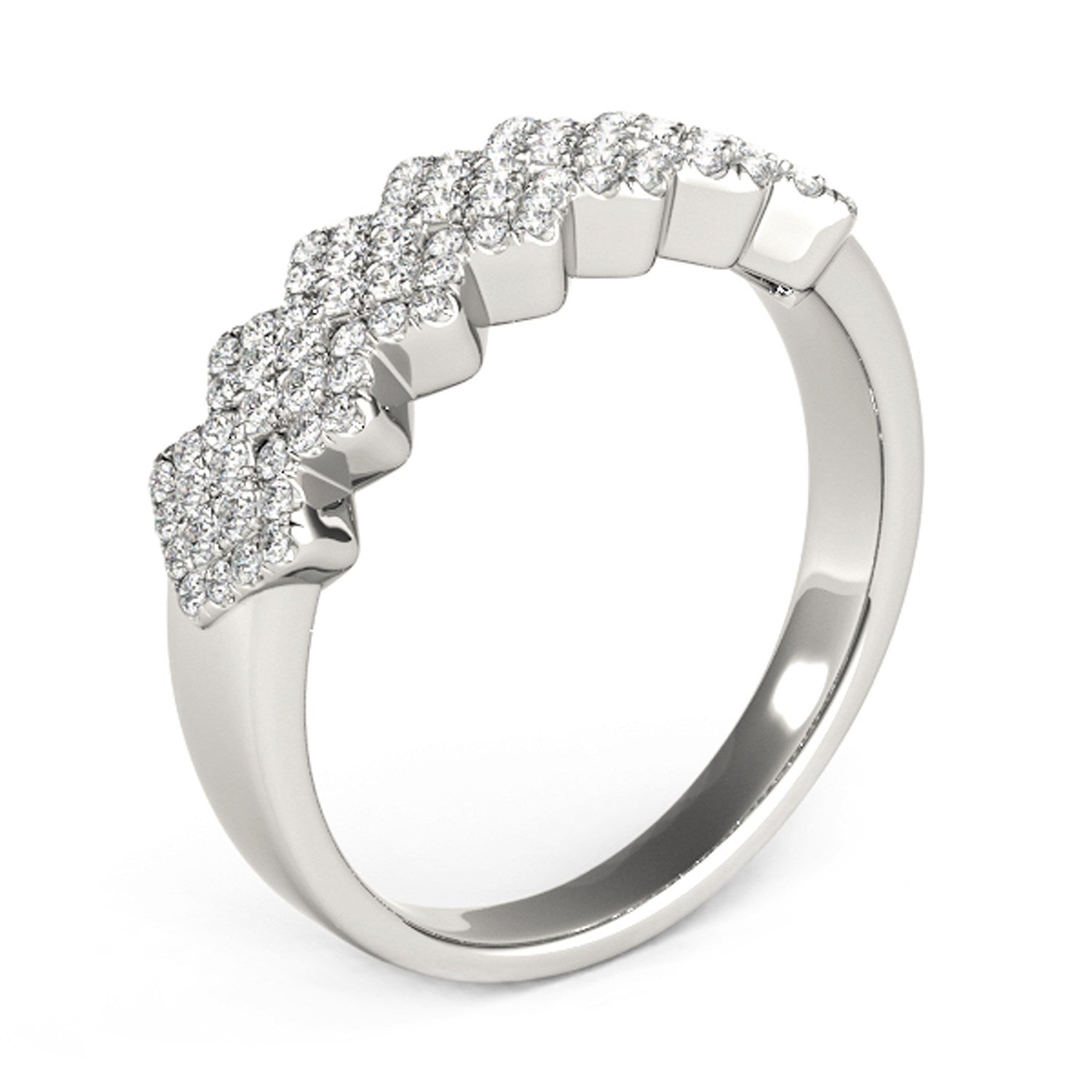 Diamond Studded Wide Multi-Diagonal Pattern Ring in 14k White Gold (5/8 cttw) by Bids.com