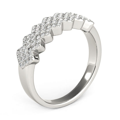 Diamond Studded Wide Multi-Diagonal Pattern Ring in 14k White Gold (5/8 cttw) by Bids.com