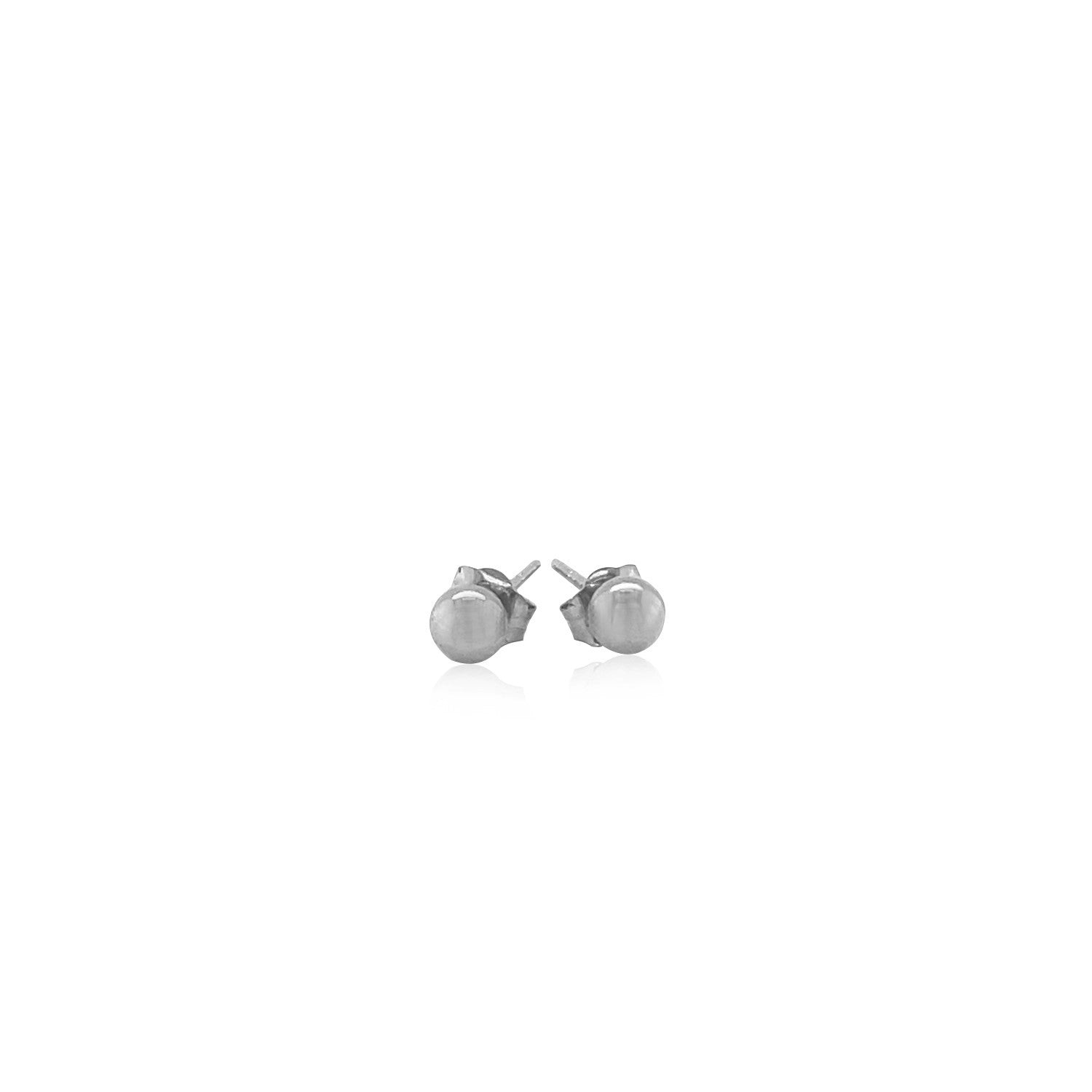 14k White Gold Round Stud Earrings (4mm) - DestGlow