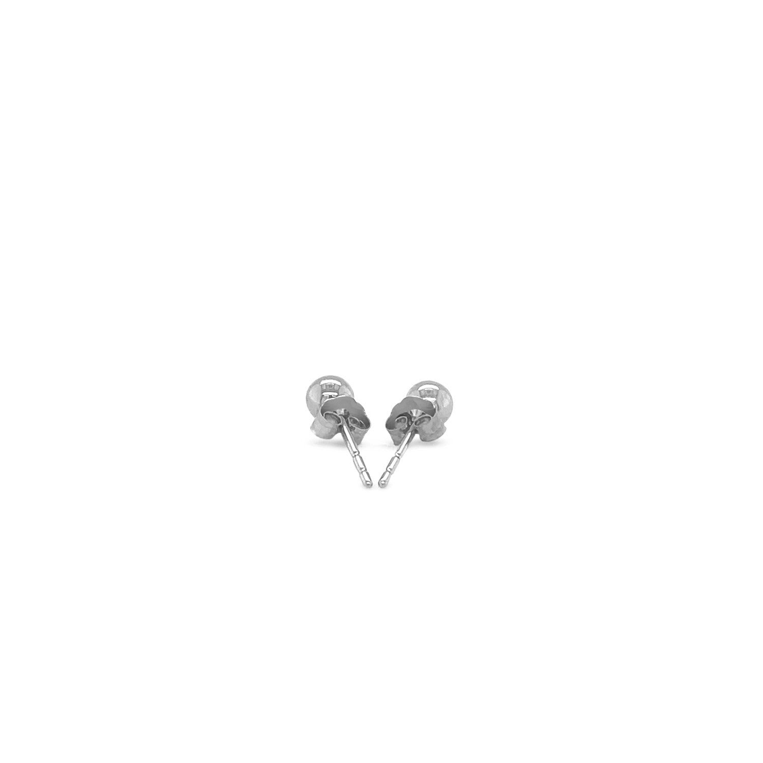 14k White Gold Round Stud Earrings (4mm) - DestGlow