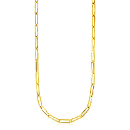14k Yellow Gold Textured Paperclip Chain (3.5mm)