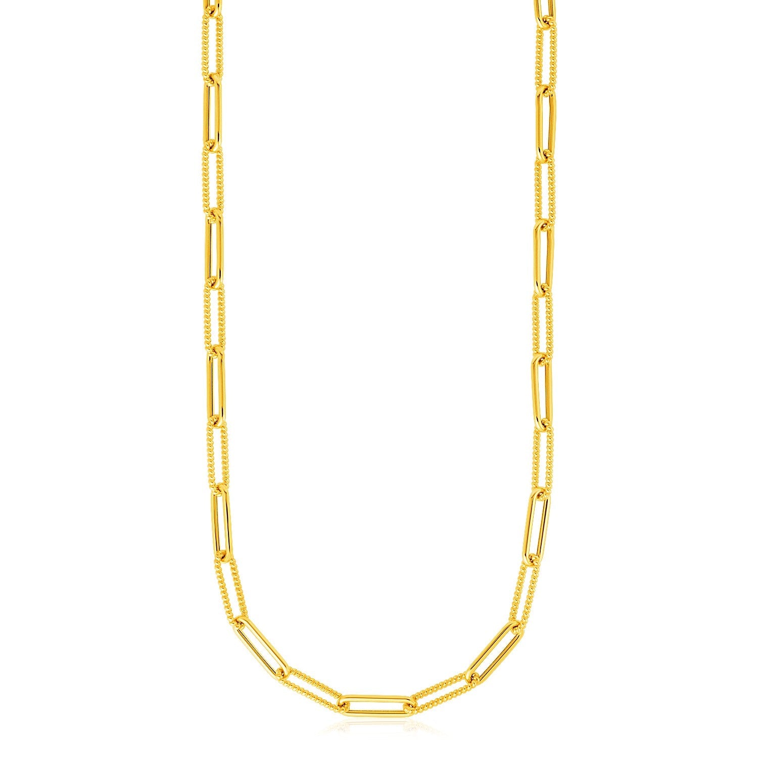 14k Yellow Gold Textured Paperclip Chain (3.5mm) by Bids.com