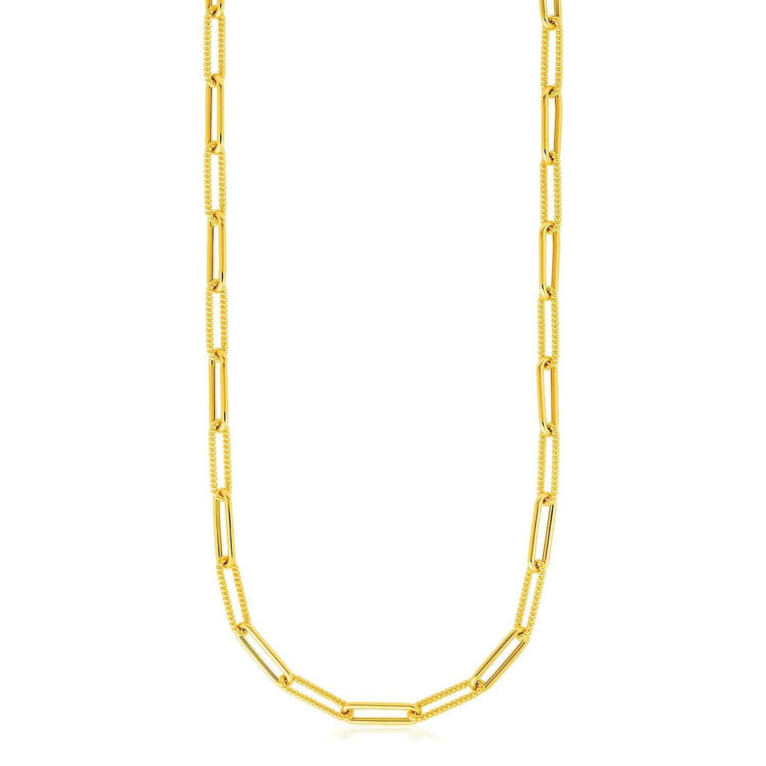 14k Yellow Gold Textured Paperclip Chain (3.50 mm)